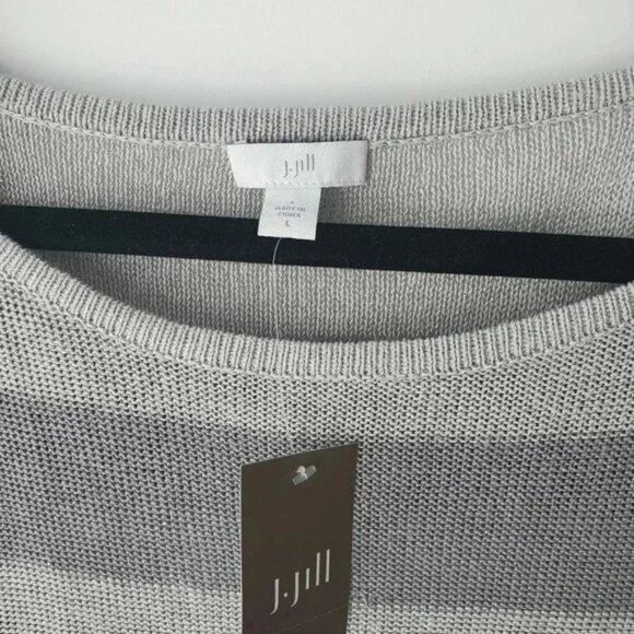 J Jill Gray Striped Metallic Sparkle Bell Sleeve Linen Blend Sweater Sz … - Picture 5 of 8